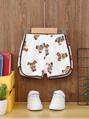 Boy's Bear Graphic Shorts Babies Children's Summer Casual Clothes