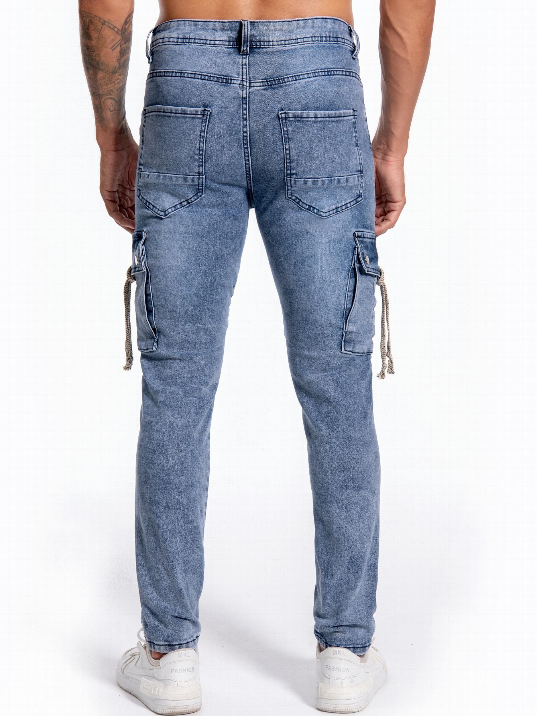 Slim Fit Pocket Jeans Mens Casual Street Style Medium Stretch Denim Pants
