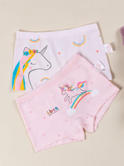 4pcs Girl's Unicorn Printed Cotton Square Pants Underwear