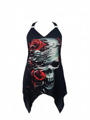 Gothic Cami Tops Women's Plus Skull & Rose Print Cami Tops