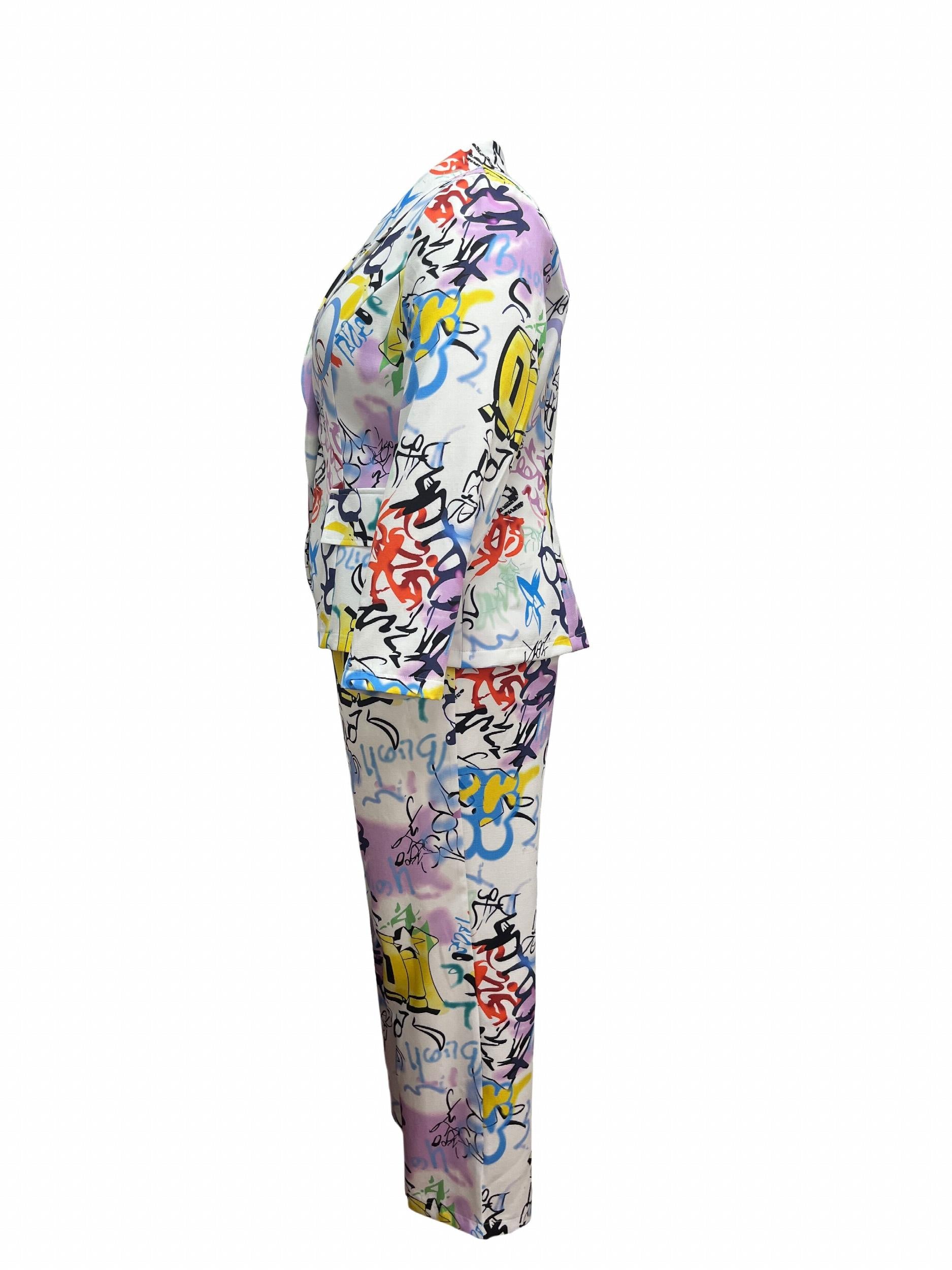 Graffiti Print Blazer & Pants Set