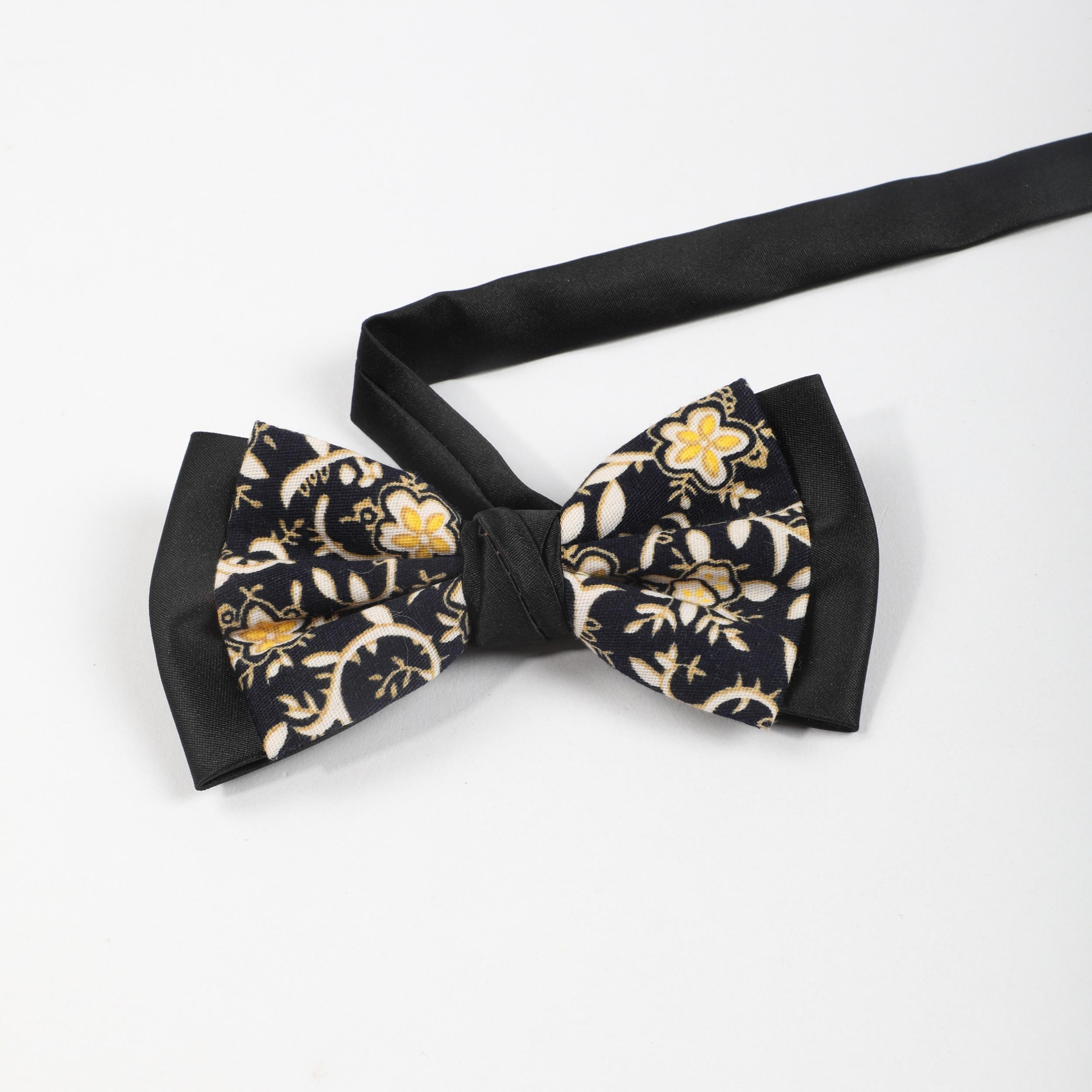 Men's Floral Double Layer Pullover Bow Tie Suit