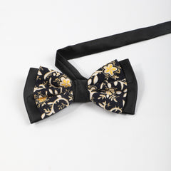 Men's Floral Double Layer Pullover Bow Tie Suit