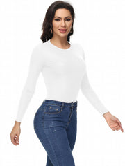 Women's Ribbed Round Neck Long Sleeve Running T-shirt