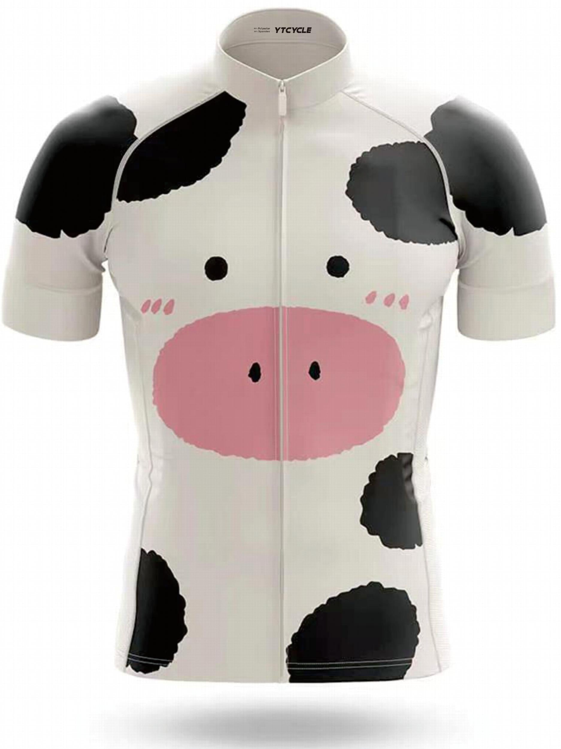 YTCYCLE Cow Pattern Zip Up Cycling Jersey Men's Bike Shirt