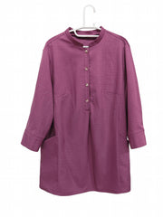 Long Sleeve Button Up Tunic Top With Pockets