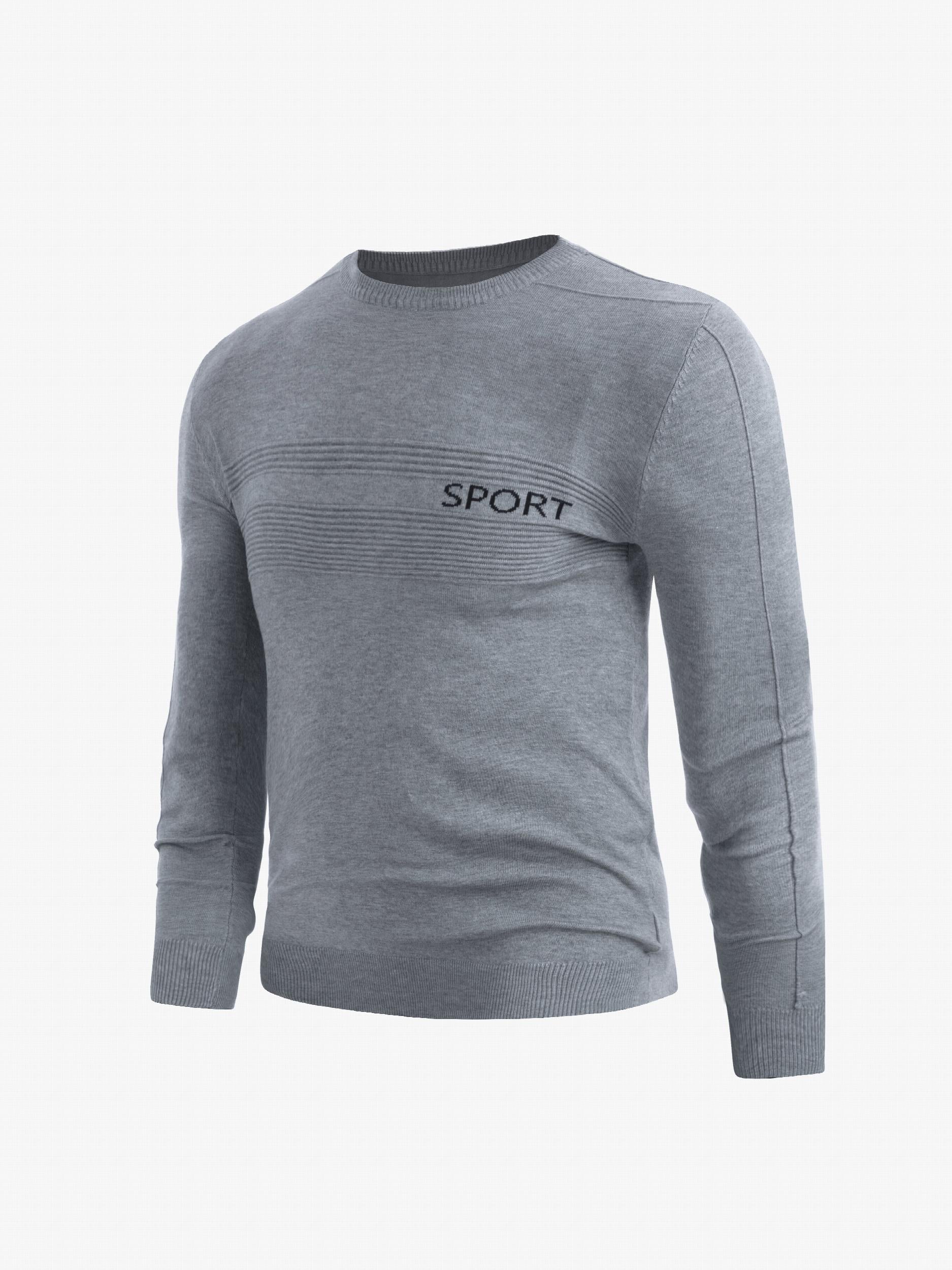 Knitted Striped Sweater Men's High Stretch Pullover