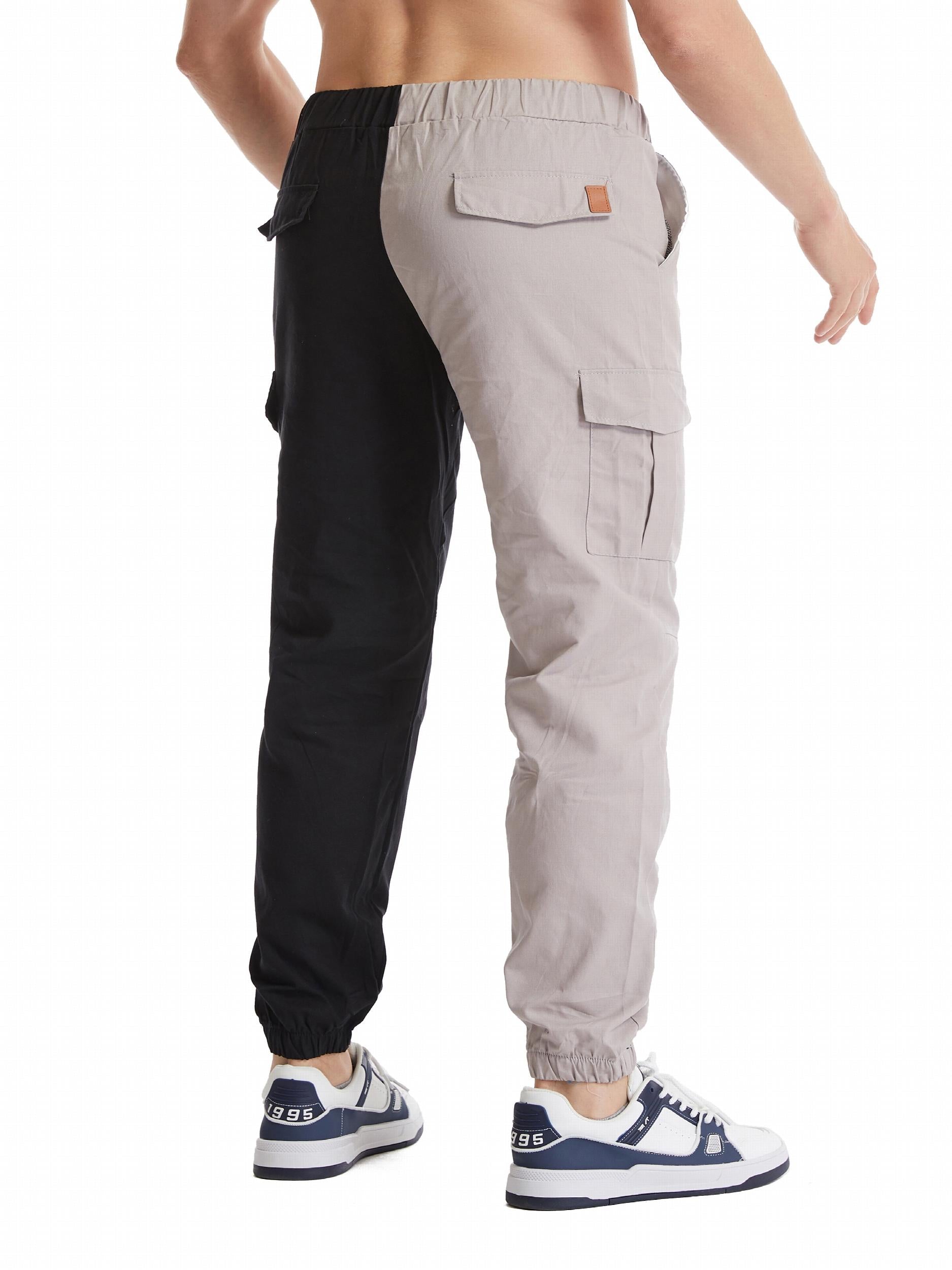 Men's Block Cargo Jogger Pants Slim Fit Drawstring