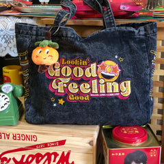 Vintage Denim Embroidery Casual Tote Bag Large Capacity Shopping Handbag