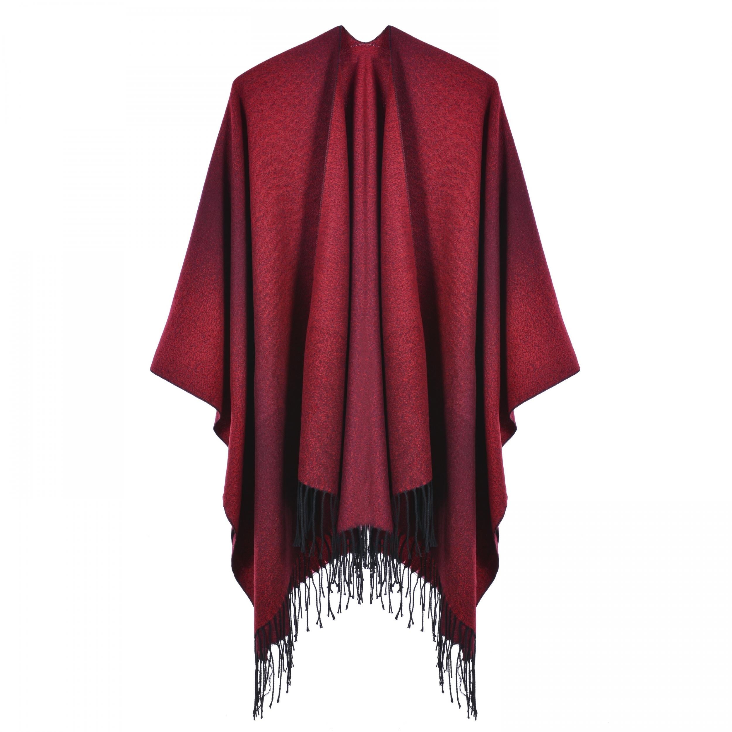Gradient Cashmere Shawl Tassel Cape Scarf
