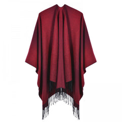 Gradient Cashmere Shawl Tassel Cape Scarf