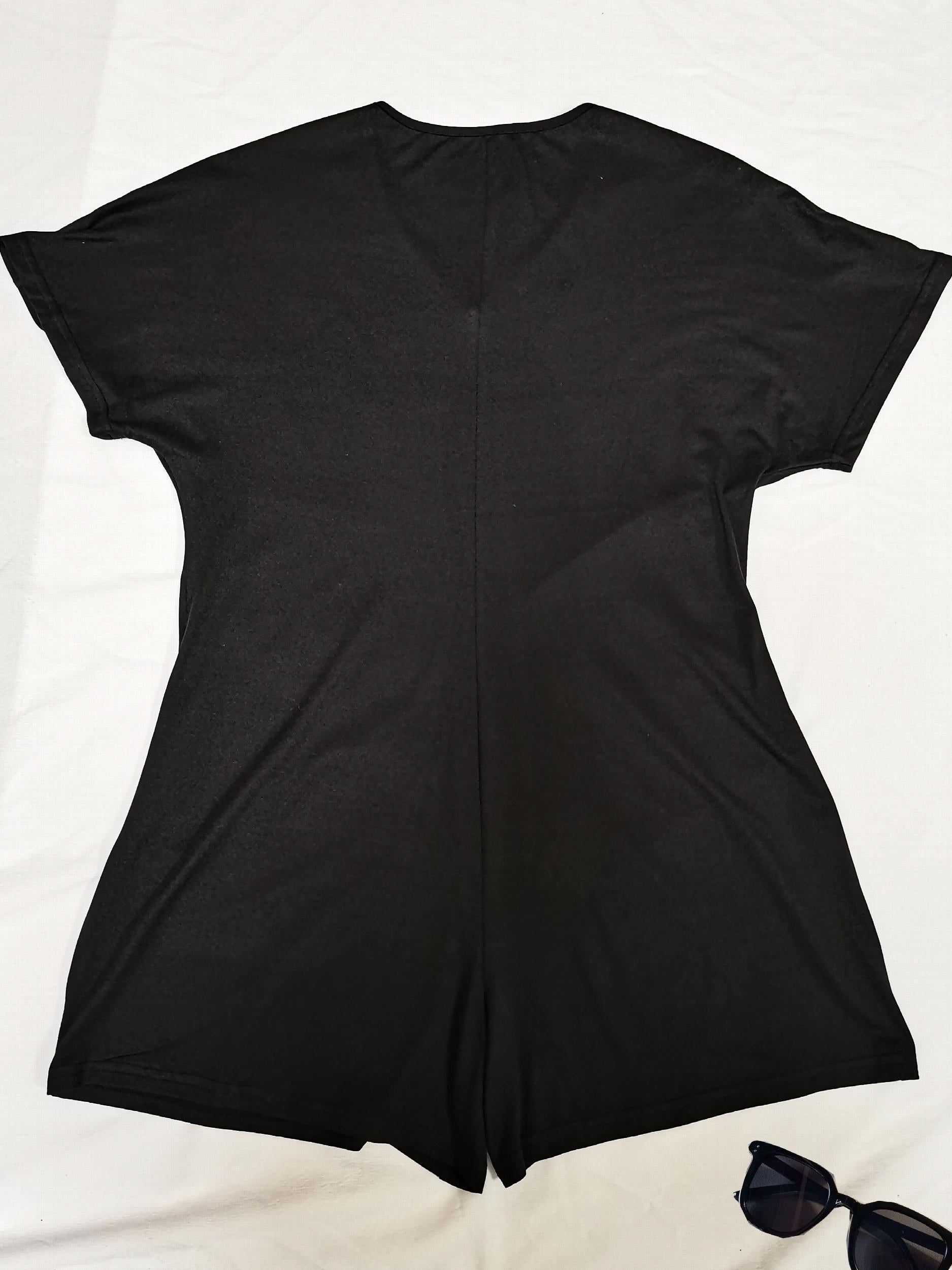 Basic Jumpsuit Women's Plus V Neck Solid High Stretch Casual Romper
