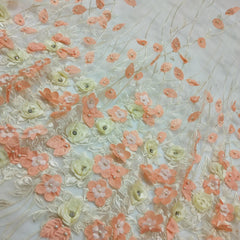 1pc Florals Rhinestones Lace Applique Pearls Embroidery Couture Net Lace Fabrics