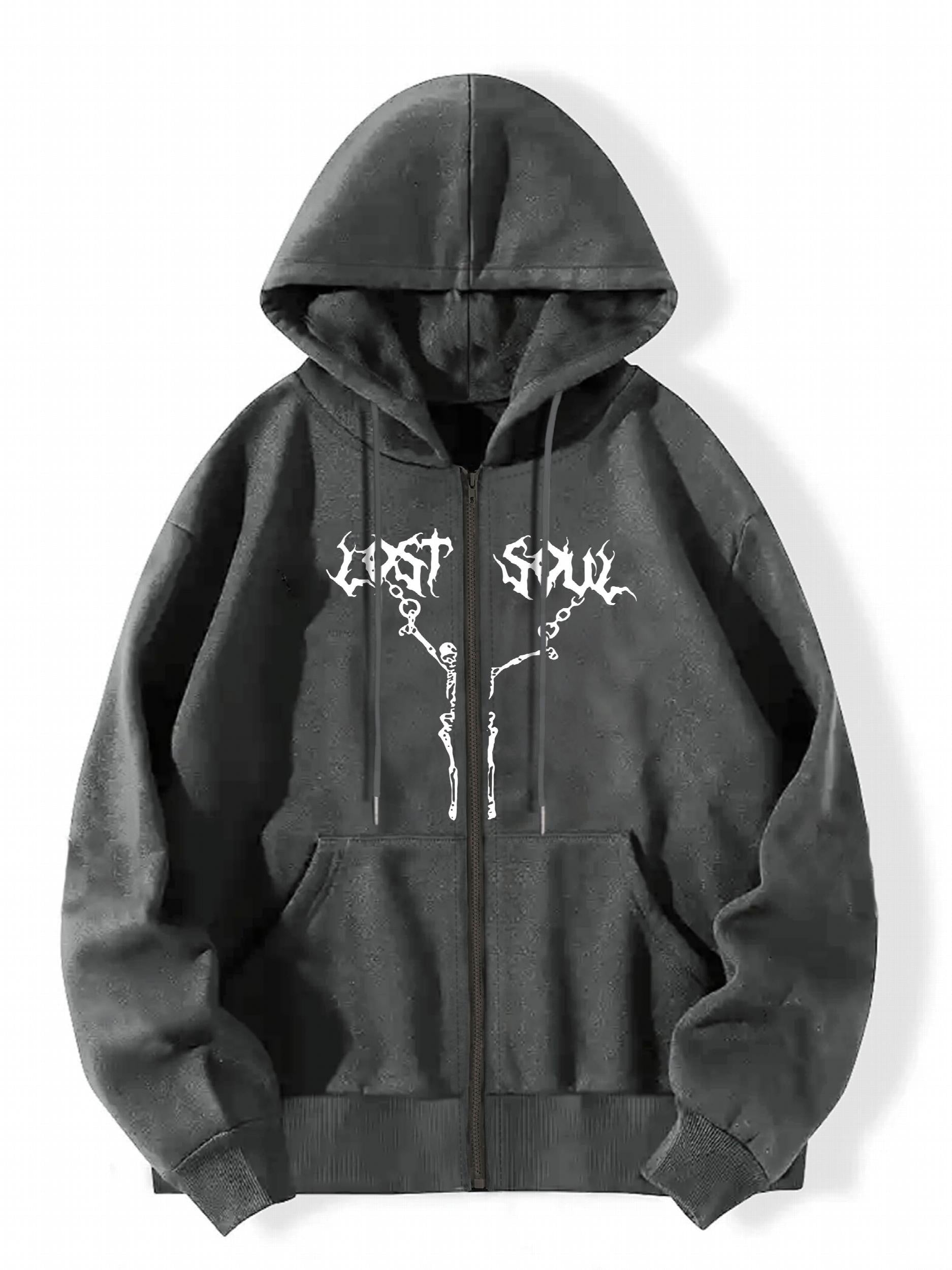 Skull Graphic Halloween Hoodie Long Sleeve Drawstring Top