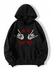 Skeleton Hands Graphic Hooded Sweatshirt for Halloween