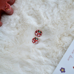 2pcs Christmas Hand-painted Glass Beads Santa Claus Socks DIY Jewelry
