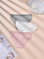 3-Pack Plus Size Striped Bow Knot High Stretch Panties