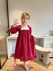 Girls Ruffle Trim Princess Dress Pajamas Kids Nightdress