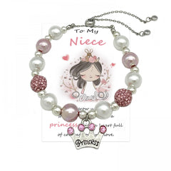 Princess Crown Charm Beaded Bracelet Gift Girls