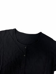 Women's Plus Button Up Short Sleeve Round Neck Shirt Dress