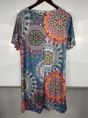 Women's Plus Tile Print V Neck Stretch Dress