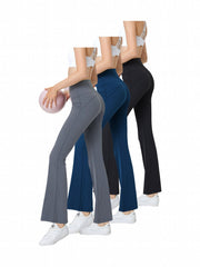 High Waist Yoga Flare Pants with Tummy Control and Pockets