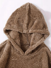 Women's Plus Size Hooded Fuzzy Fleece Lounge Top