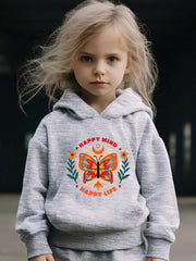Butterfly Pattern Hooded Sweatshirt Girls Hoodies Pullover & Sweatpants