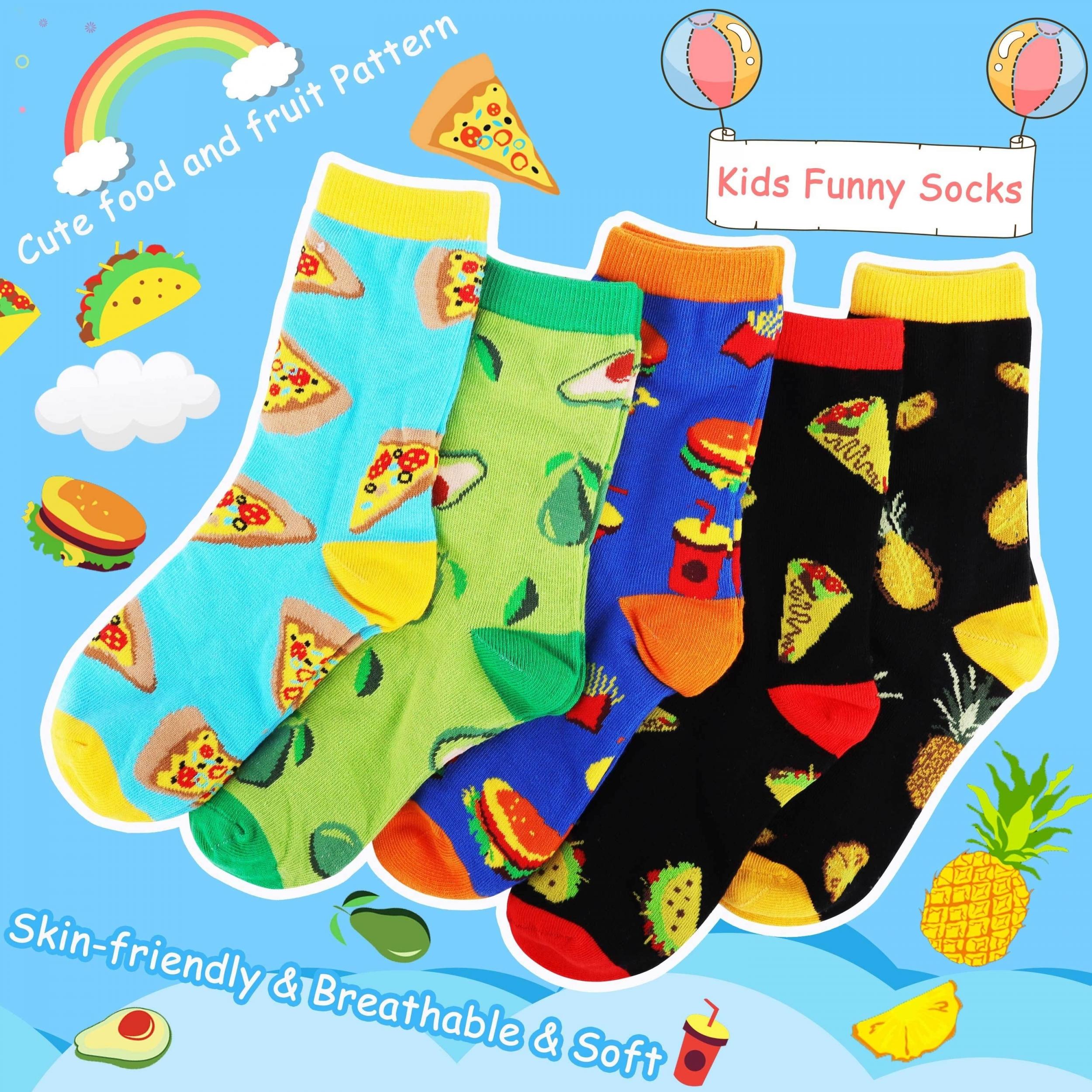 5 Pairs Avocado Pattern Crew Socks for Kids