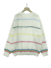 Striped Open Front Pocket Cardigan Long Sleeve Cardigan