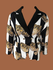 Colorblock Graphic Print Boho Blazer
