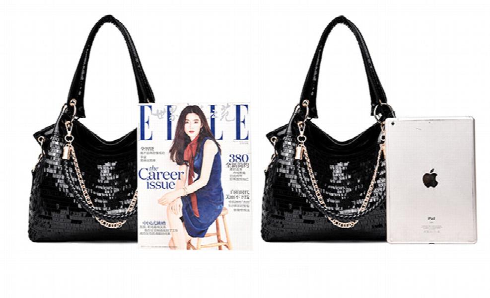 Women's Shoulder Bag PU Leather Ladies Sequined Patent Handbag