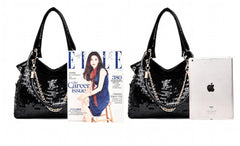 Women's Shoulder Bag PU Leather Ladies Sequined Patent Handbag