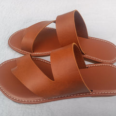 Women's Toe Loop Flat Slides Roman Style Non Slip Shoes