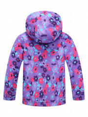 Toddler Girls Flowers Hooded Jacket Waterproof Windproof Zipper Coat