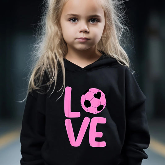 Girls 2pcs Cartoon Love Pattern Hooded Sweatshirt and Sweatpants Set
