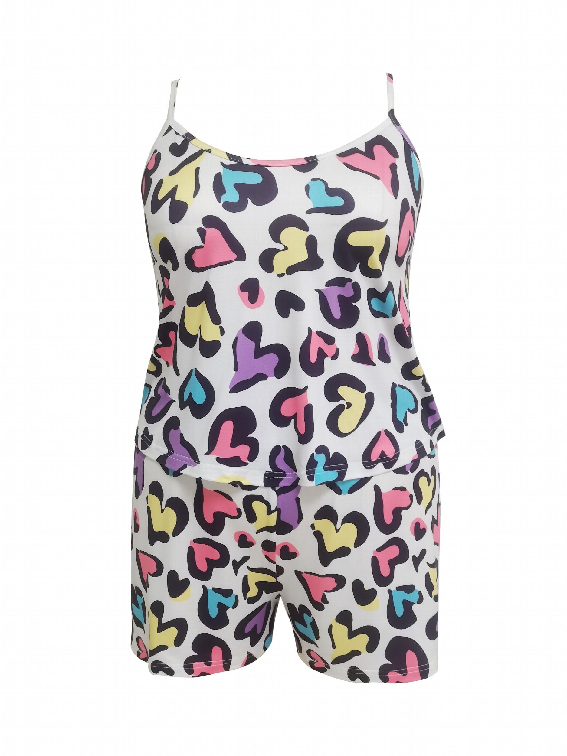 Heart Print Cami Top & Shorts Pajama Set