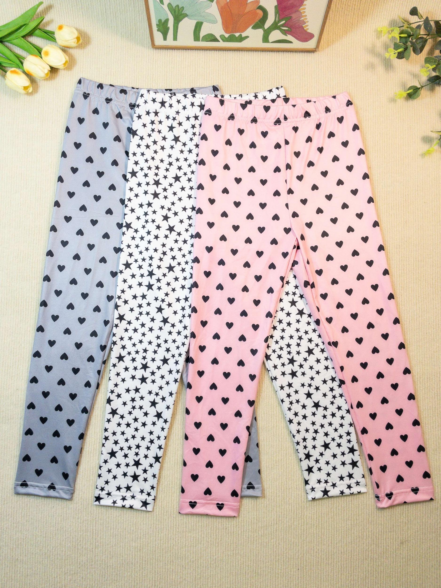 Girls Heart and Star Print Yoga Pants Slim Fit Leggings