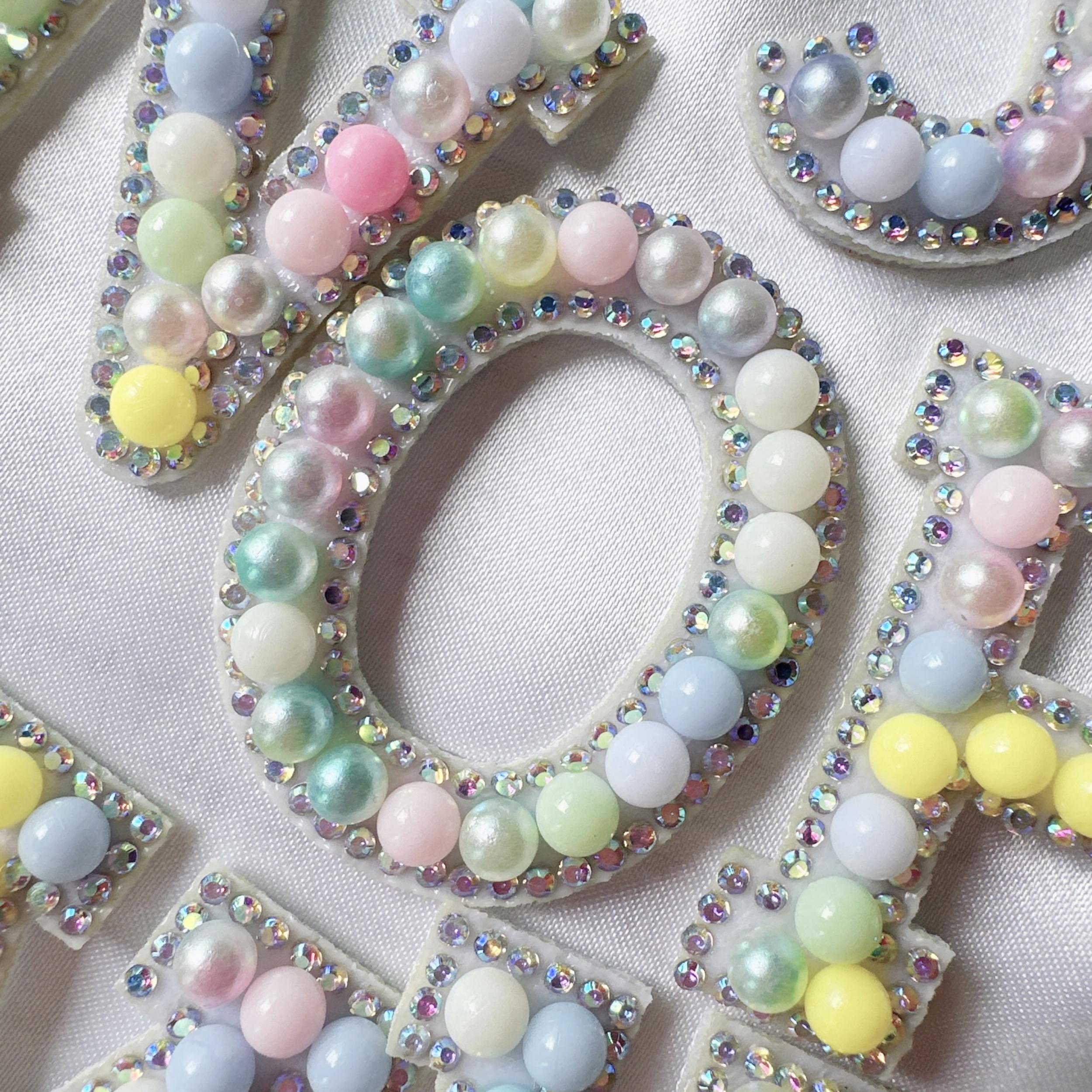 26pcs Alphabet Rhinestone Pearl Bead Letter Patch Stickers DIY Accessories