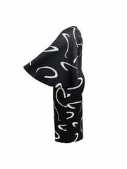 Graffiti Print Bell Sleeve Round Neck Dress