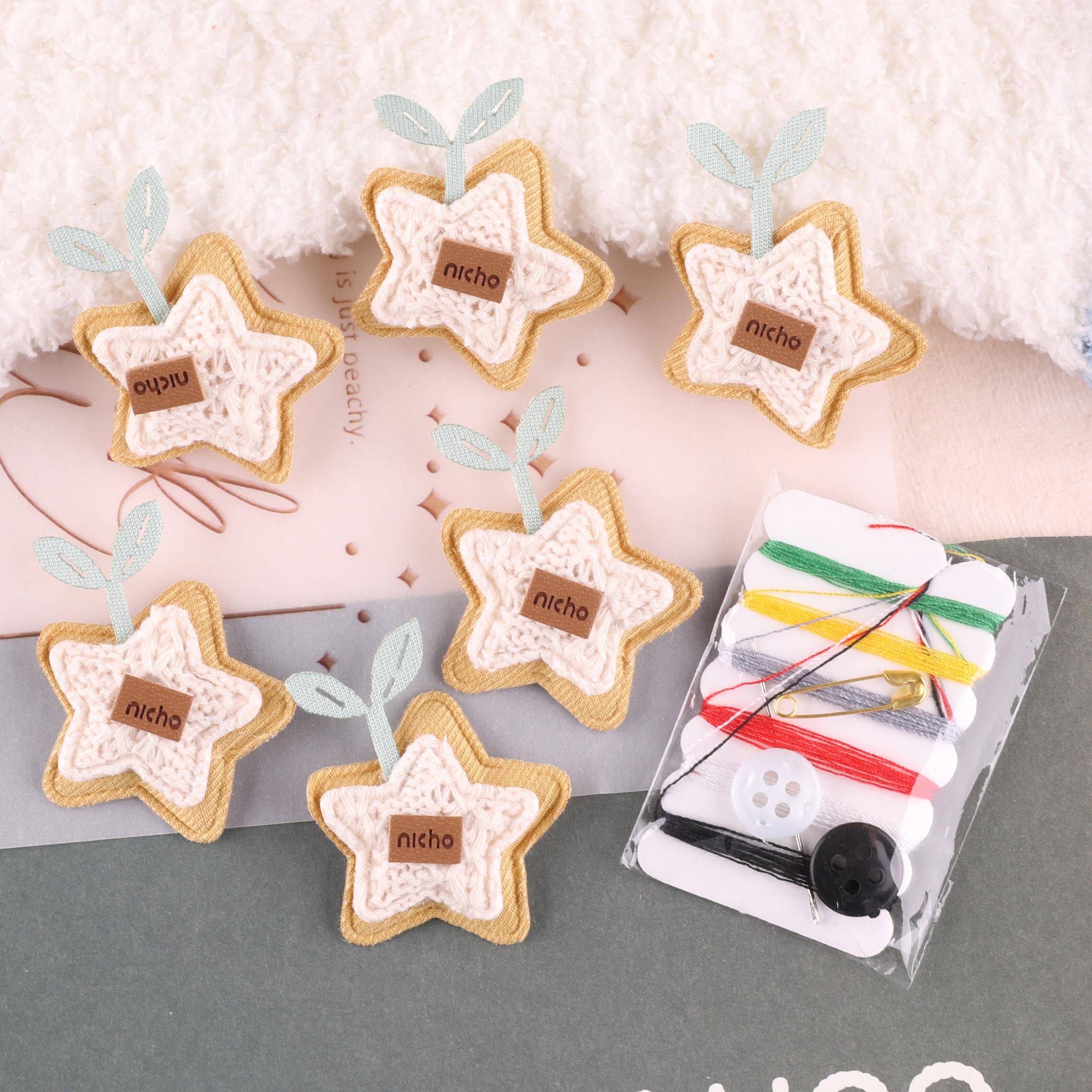 7pcs Pentagram Plush Hair Accessories Patches for Girls DIY Clothing Coat