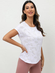 Camouflage Print Casual Sports Tee for Women