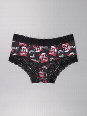 3pcs Gothic Lace Hipster Panties Halloween Skull Print Intimates