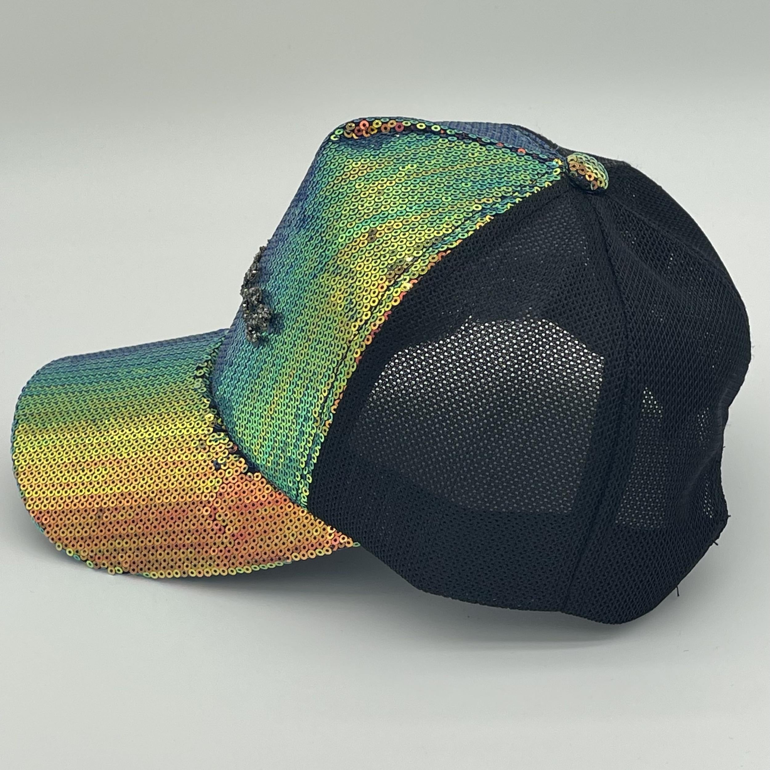Sequin Y2K Trucker Hat Sparkly Mesh Baseball Cap Hip Hop Sunshade Dad Hat