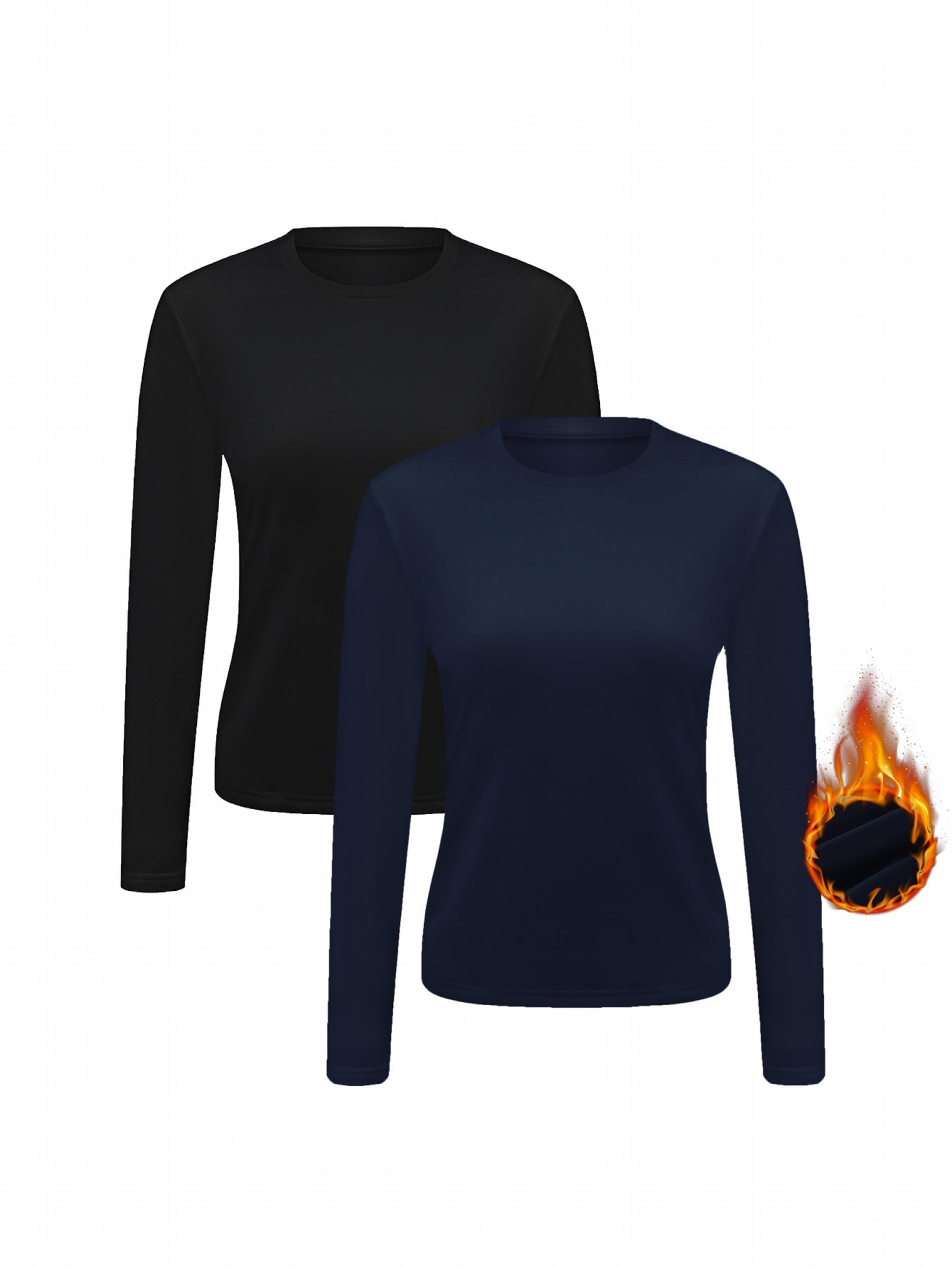 Solid Thermal Top Long Sleeve Round Neck Warm Comfortable Women's Clothing
