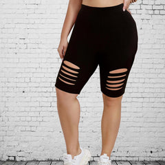 Solid Cut Out High Rise High Stretch Shorts