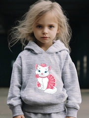 Cat Print 2pcs Girls Outfits For Sports Spring Fall Outdoor Gift