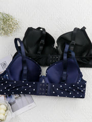 2 Pack Plus Size Polka Dot Bra Set with Bow Front