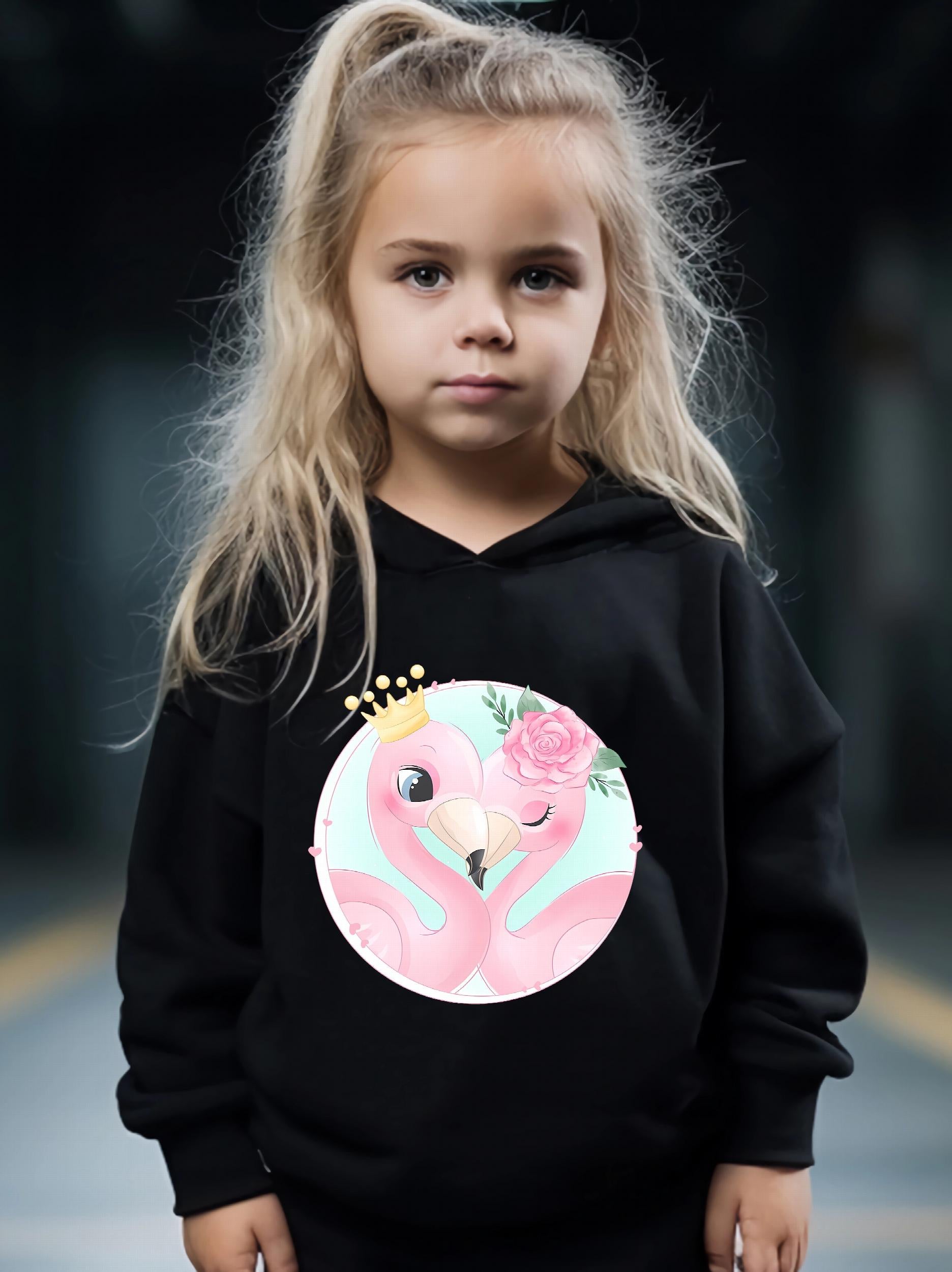 Girls 2pcs Flamingo Sweatshirt & Sweatpants Set
