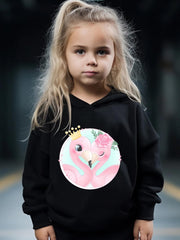 Girls 2pcs Flamingo Sweatshirt & Sweatpants Set